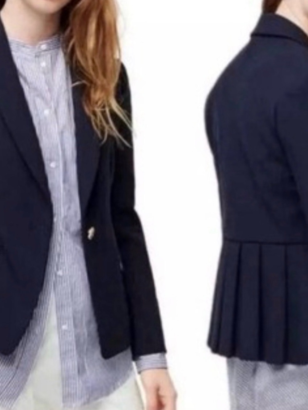J. Crew Mayfair Navy Peplum Back Blazer 14